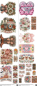 Mama Ptxy3 mixed-style heat transfer design set on a 23.5 by 53 inch sheet