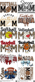 Mom mixed-style heat transfer design set on a 23.5 by 53 inch sheet