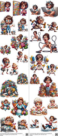 Mom mixed-style heat transfer design set on a 23.5 by 53 inch sheet