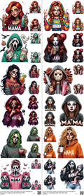 Mom mixed-style heat transfer design set on a 23.5 by 53 inch sheet