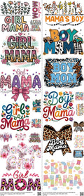 Mom mixed-style heat transfer design set on a 23.5 by 53 inch sheet