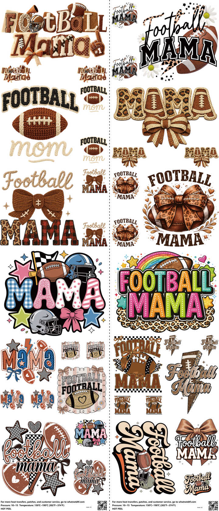 Mom mixed-style heat transfer design set on a 23.5 by 53 inch sheet