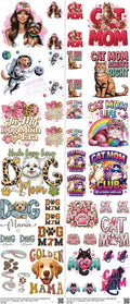 Mom mixed-style heat transfer design set on a 23.5 by 53 inch sheet
