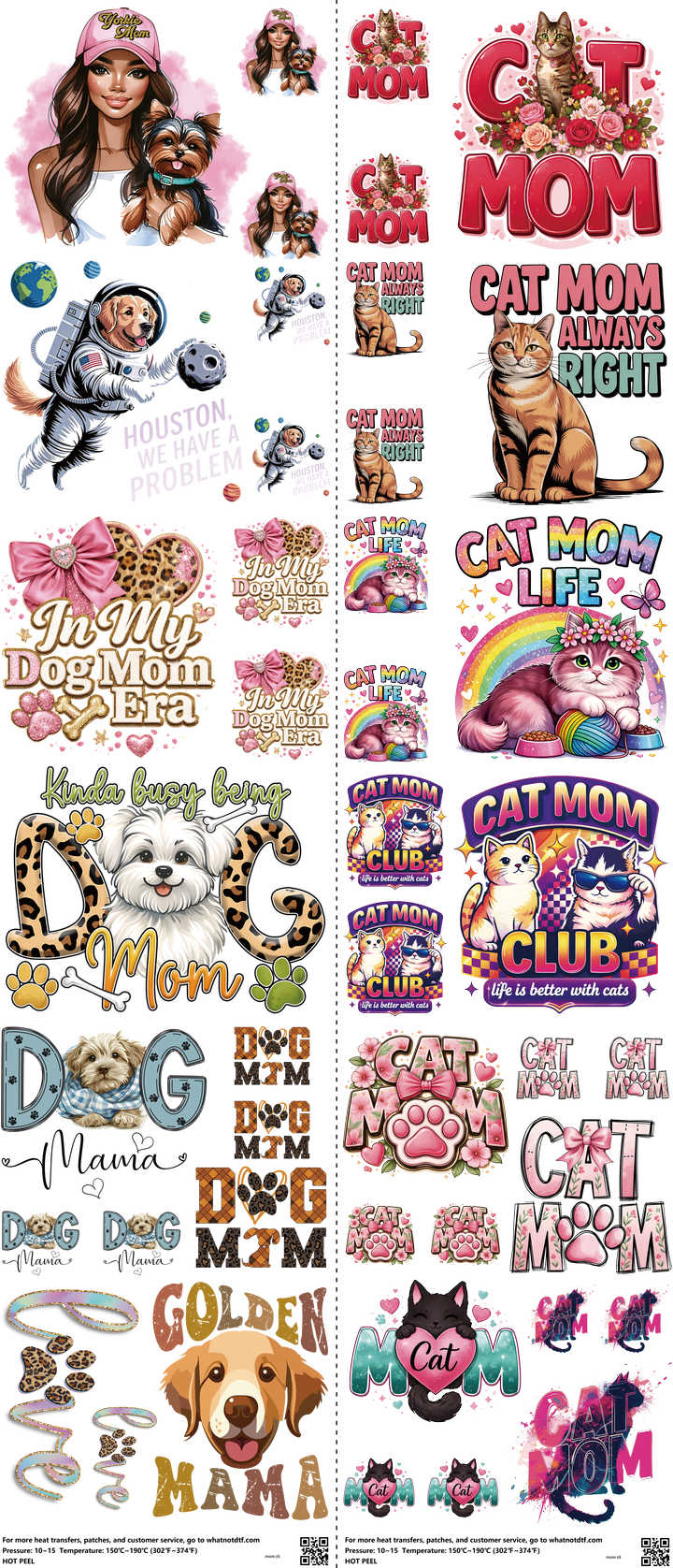 Mom mixed-style heat transfer design set on a 23.5 by 53 inch sheet