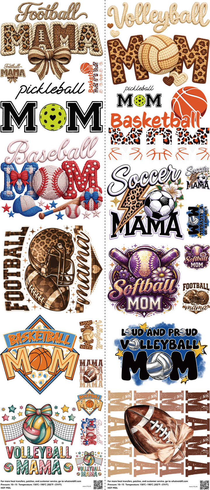 Mom Z7 mixed-style heat transfer design set on a 23.5 by 53 inch sheet