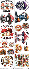 Mushroom mixed-style heat transfer design set on a 23.5 by 53 inch sheet