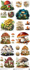Mushroom H2 mixed-style heat transfer design set on a 23.5 by 53 inch sheet