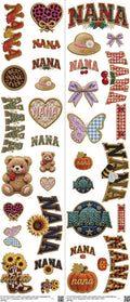 Nana mixed-style heat transfer design set on a 23.5 by 53 inch sheet