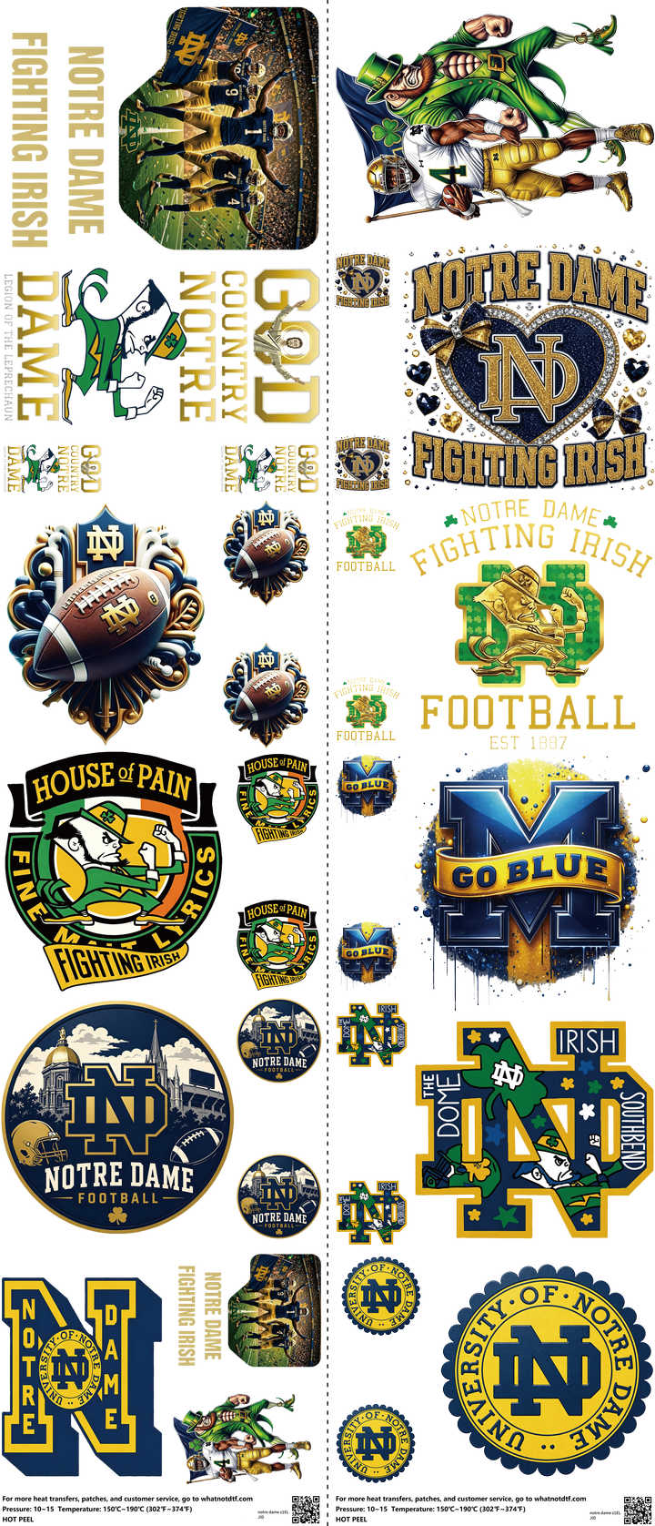 College Football mixed-style heat transfer design set on a 23.5 by 53 inch sheet