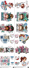 Nurse mixed-style heat transfer design set on a 23.5 by 53 inch sheet