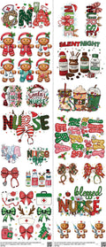 Nurse mixed-style heat transfer design set on a 23.5 by 53 inch sheet