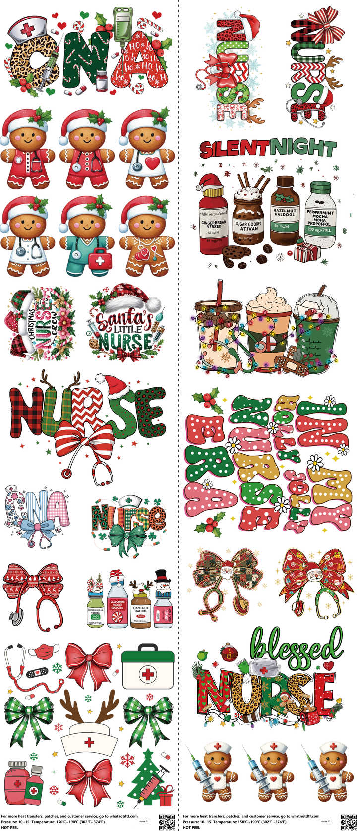Nurse mixed-style heat transfer design set on a 23.5 by 53 inch sheet