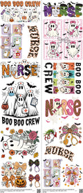 Nurse mixed-style heat transfer design set on a 23.5 by 53 inch sheet