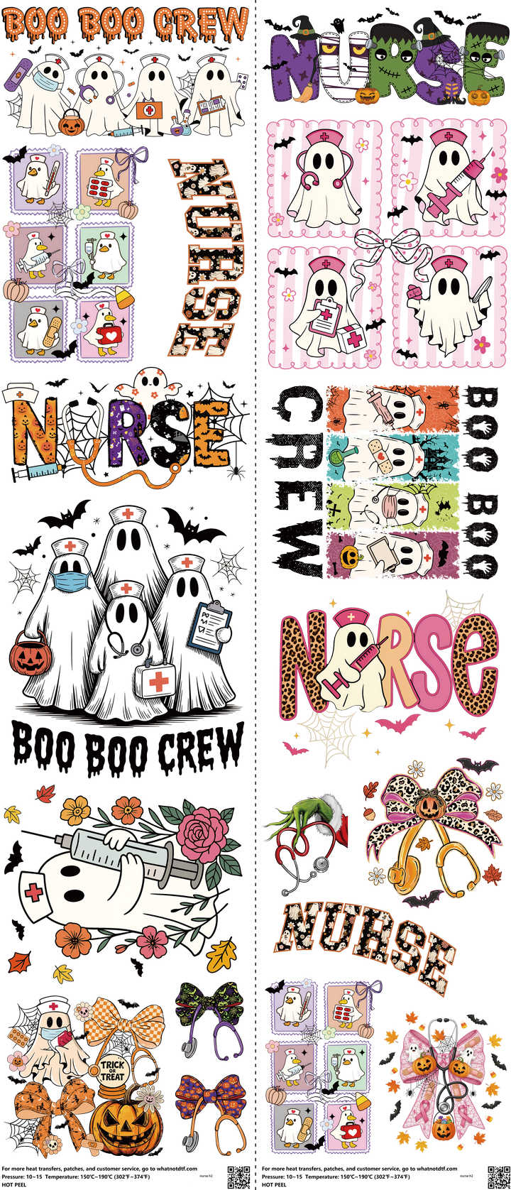 Nurse mixed-style heat transfer design set on a 23.5 by 53 inch sheet