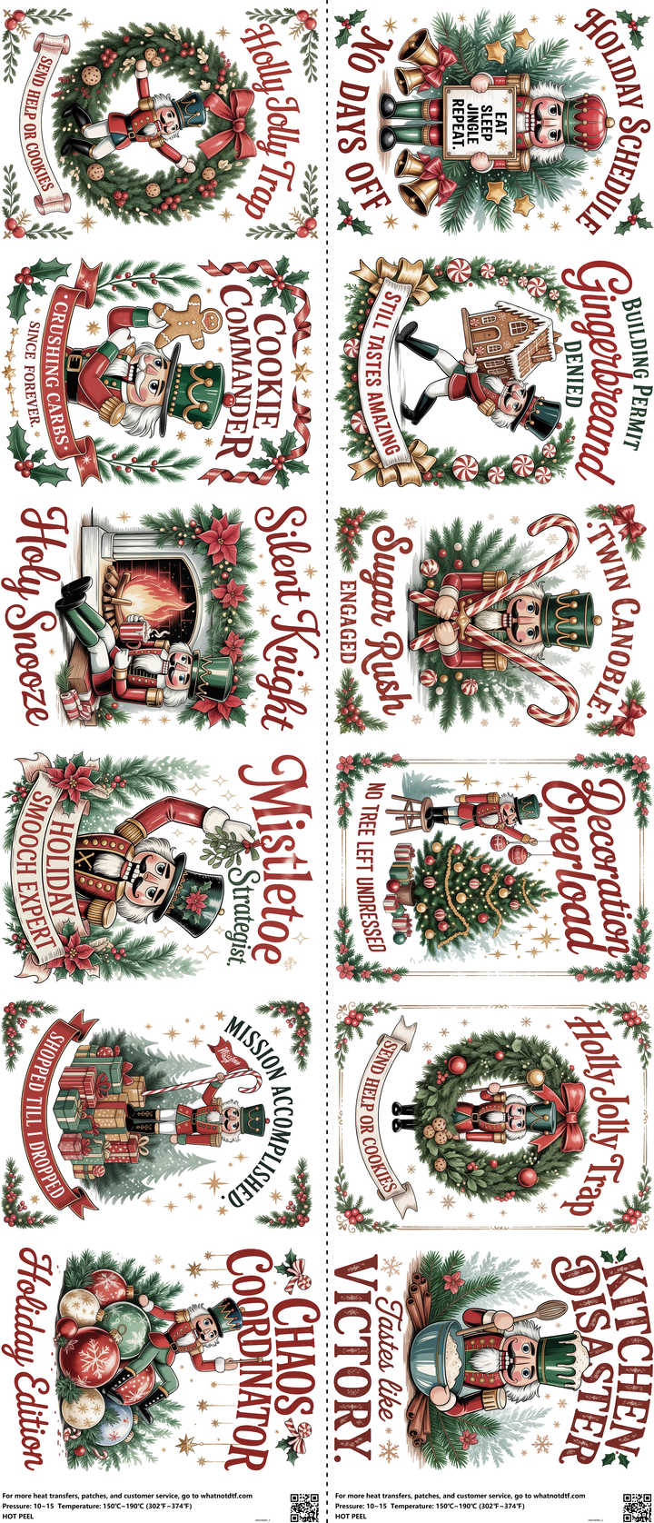 Nutcracker mixed-style heat transfer design set on a 23.5 by 53 inch sheet