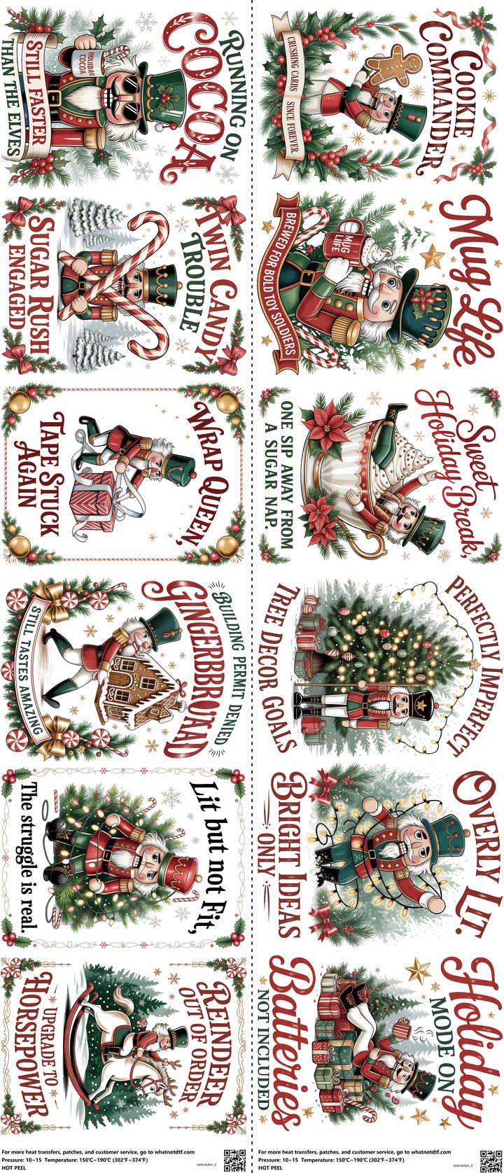 Nutcracker mixed-style heat transfer design set on a 23.5 by 53 inch sheet