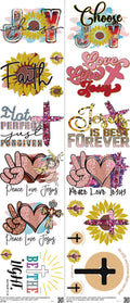 Peace mixed-style heat transfer design set on a 23.5 by 53 inch sheet