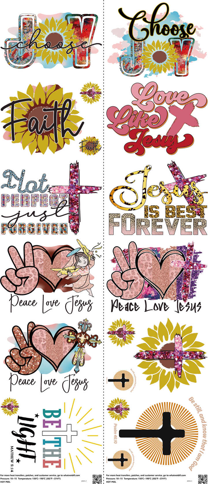 Peace mixed-style heat transfer design set on a 23.5 by 53 inch sheet