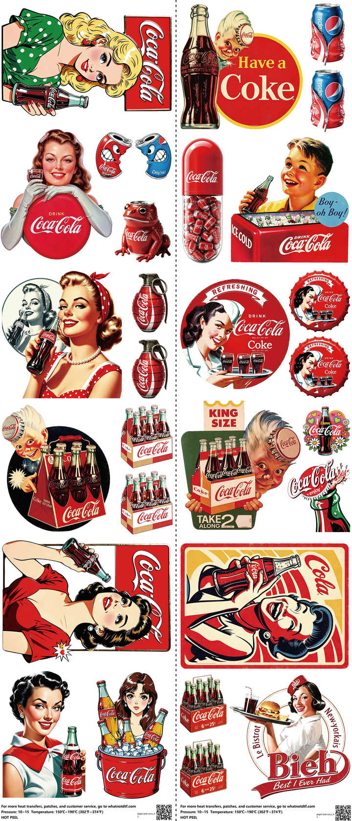 Food & Drink Style mixed-style heat transfer design set on a 23.5 by 53 inch sheet