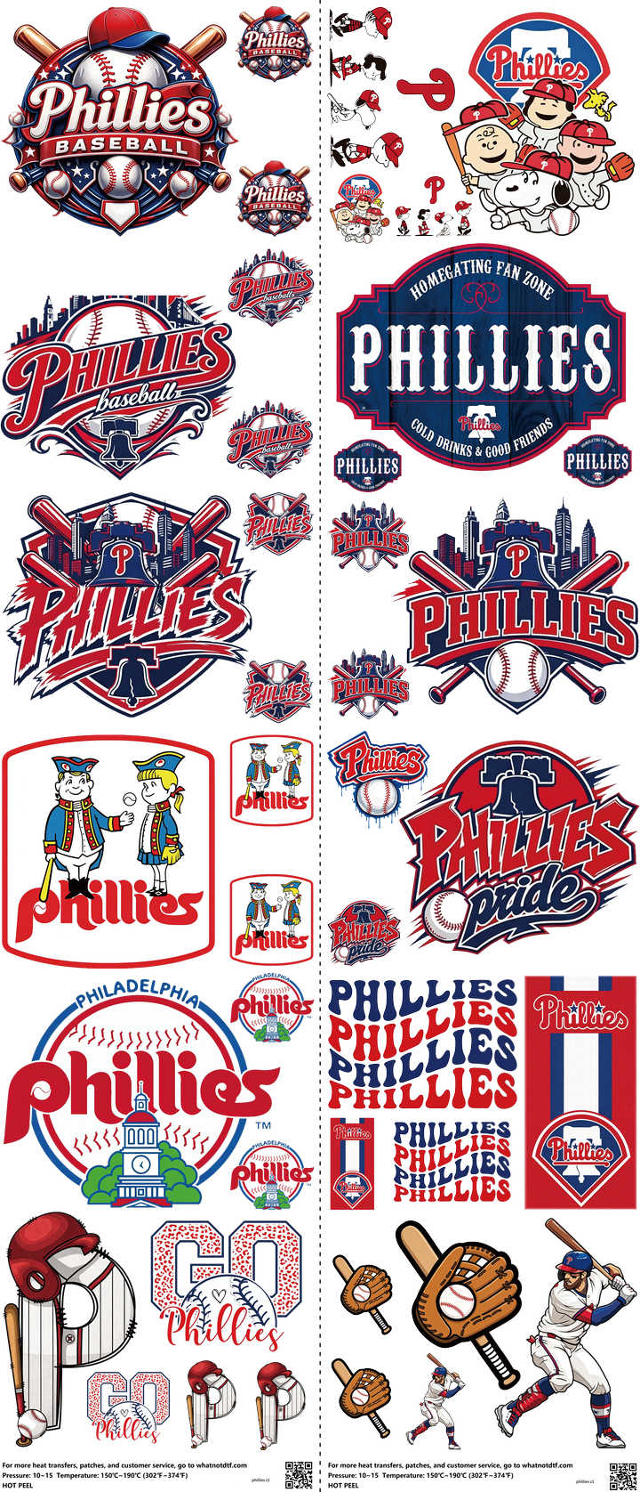Baseball mixed-style heat transfer design set on a 23.5 by 53 inch sheet