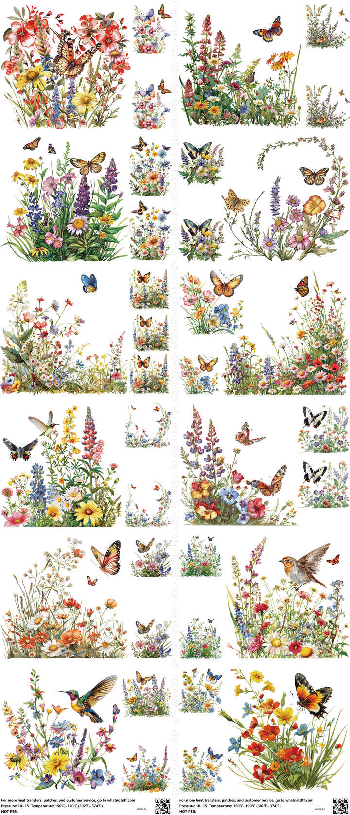 Plants mixed-style heat transfer design set on a 23.5 by 53 inch sheet