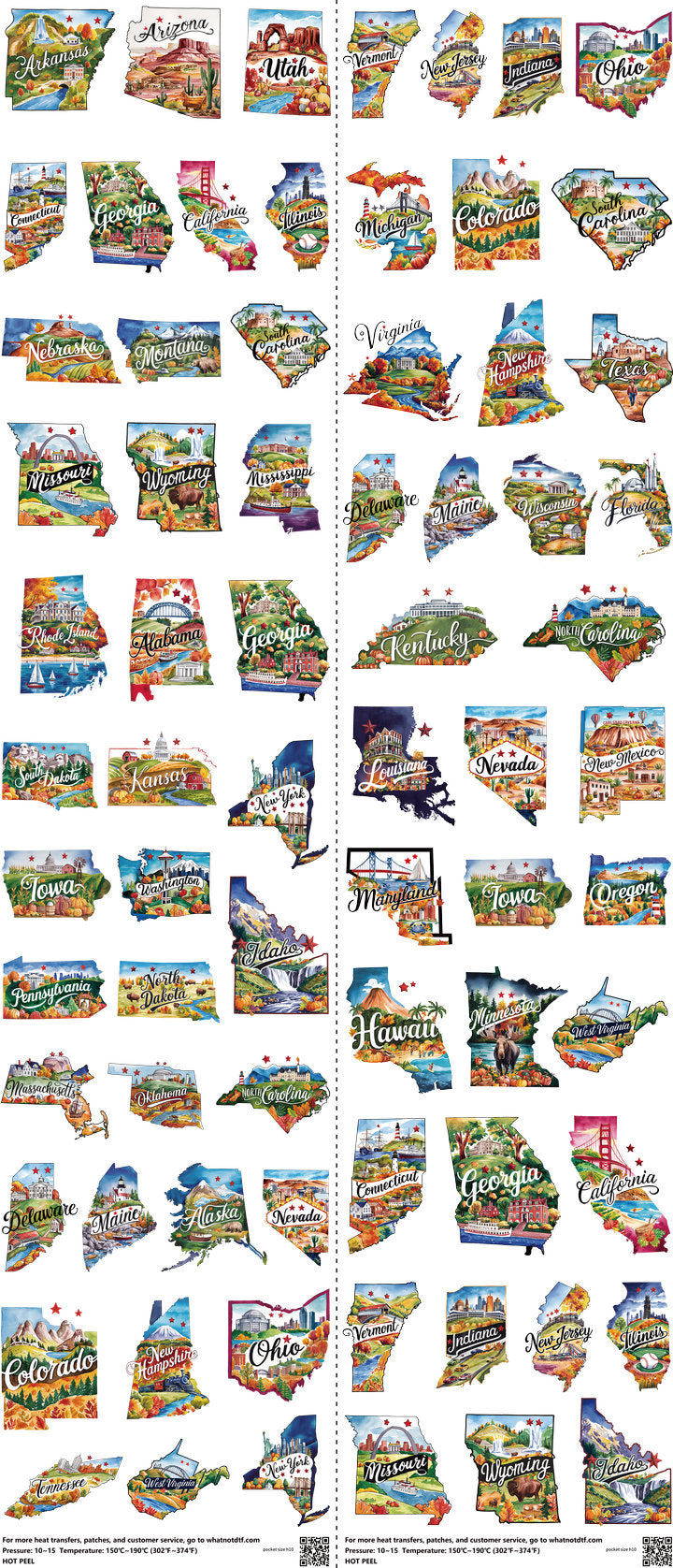 Pocket Size mixed-style heat transfer design set on a 23.5 by 53 inch sheet