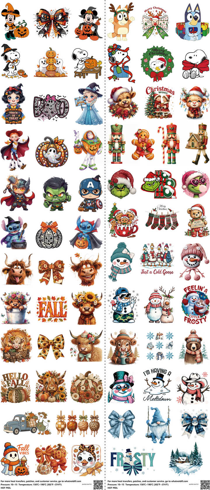 Pocket Size mixed-style heat transfer design set on a 23.5 by 53 inch sheet