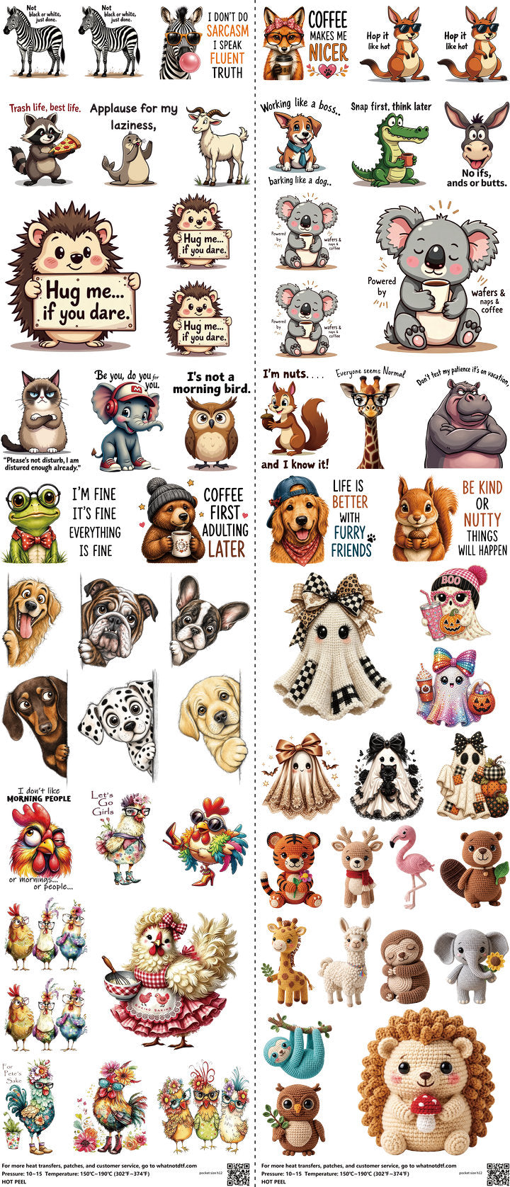 Pocket Size mixed-style heat transfer design set on a 23.5 by 53 inch sheet