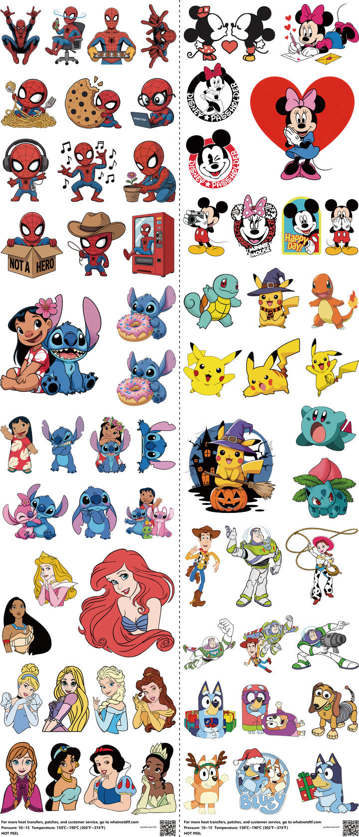 Pocket Size mixed-style heat transfer design set on a 23.5 by 53 inch sheet