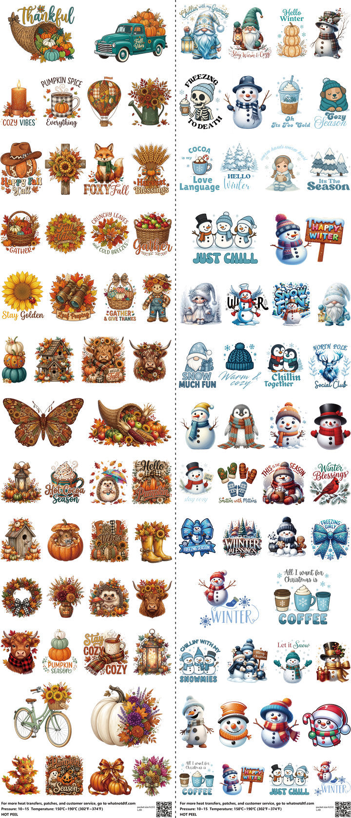 Pocket Size H15 mixed-style heat transfer design set on a 23.5 by 53 inch sheet