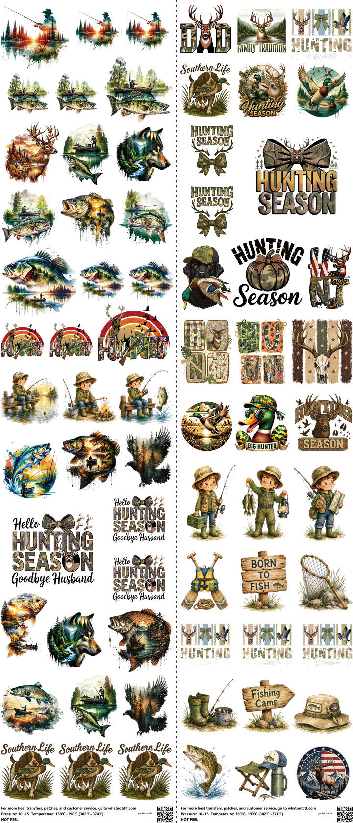 Pocket Size mixed-style heat transfer design set on a 23.5 by 53 inch sheet