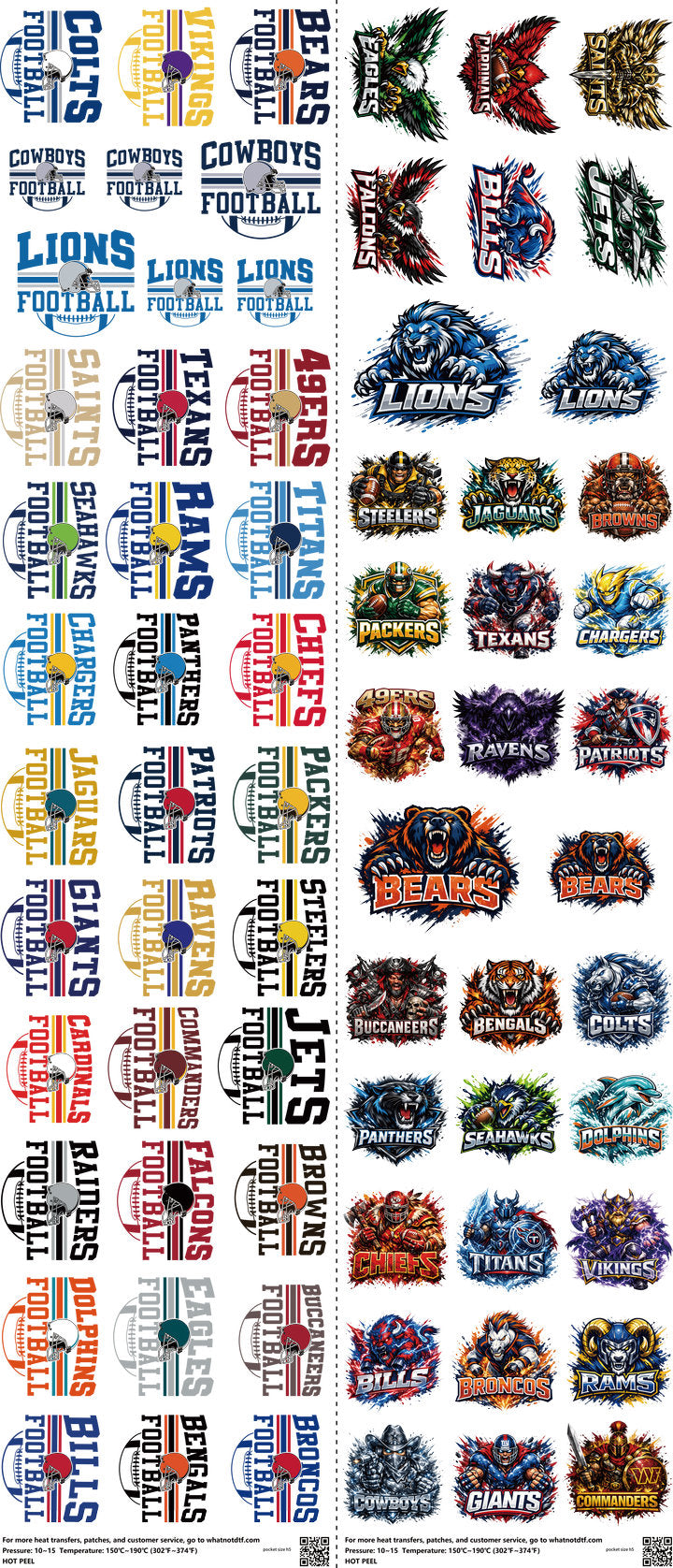 Pocket Size mixed-style heat transfer design set on a 23.5 by 53 inch sheet