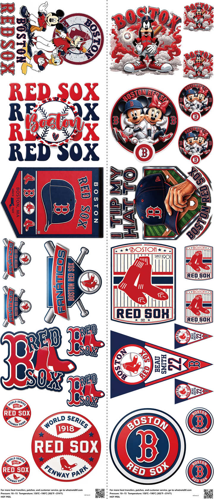 Baseball mixed-style heat transfer design set on a 23.5 by 53 inch sheet
