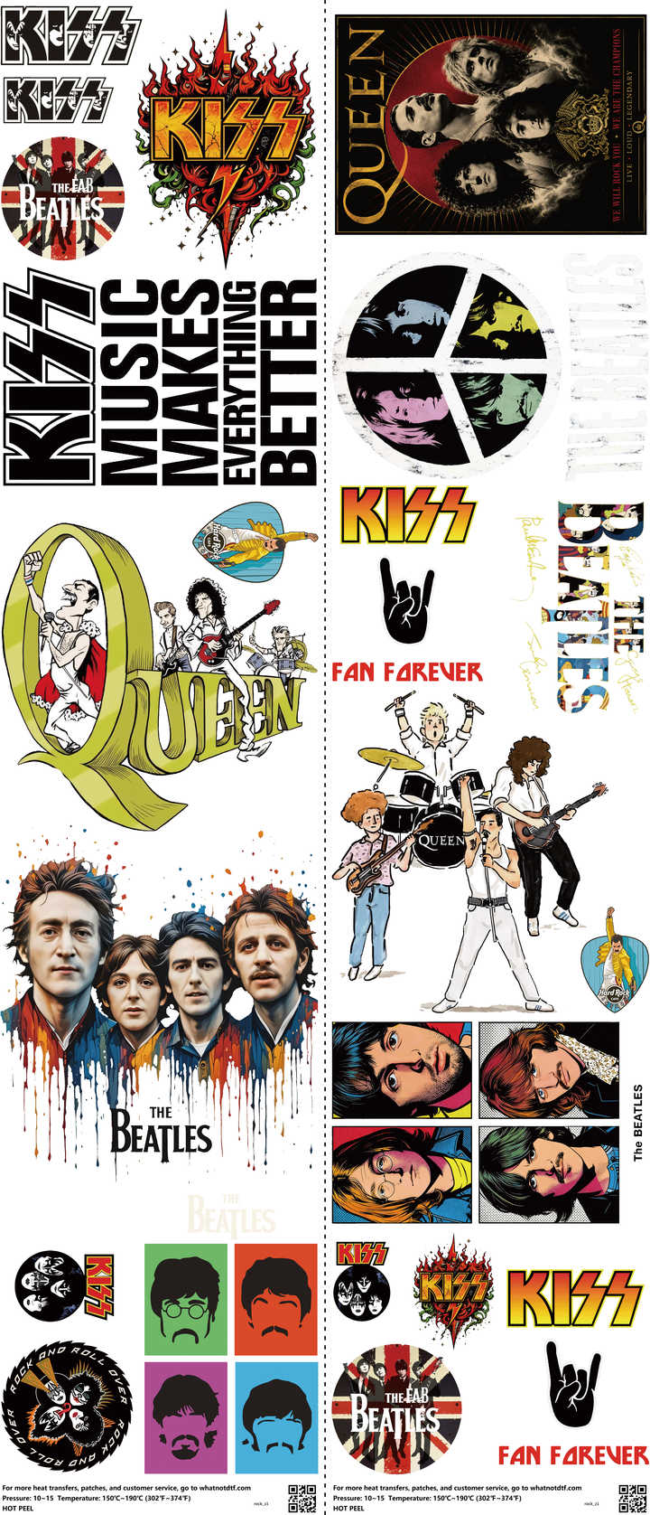 Music-Inspired Art mixed-style heat transfer design set on a 23.5 by 53 inch sheet