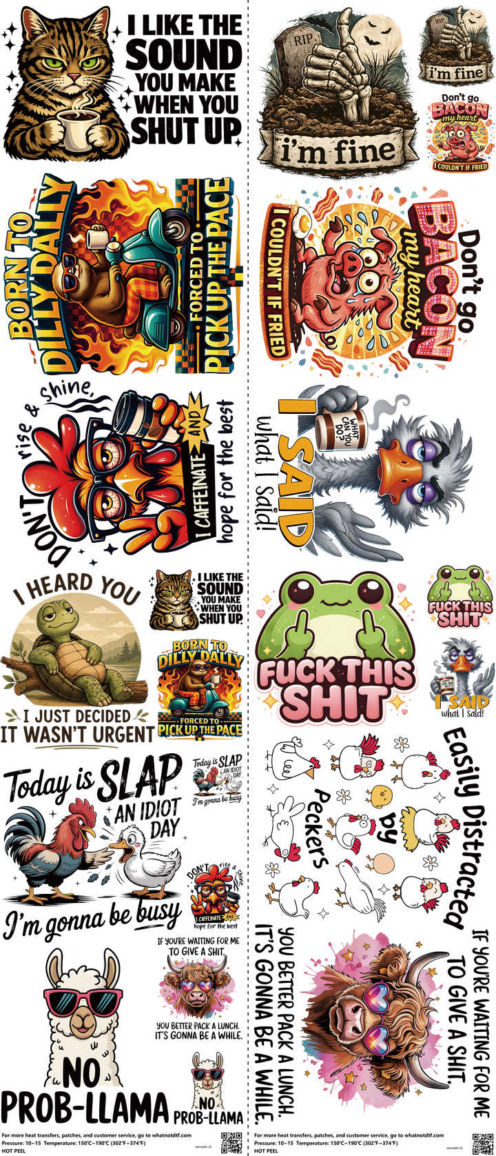 Sarcastic mixed-style heat transfer design set on a 23.5 by 53 inch sheet