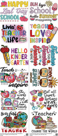 School mixed-style heat transfer design set on a 23.5 by 53 inch sheet