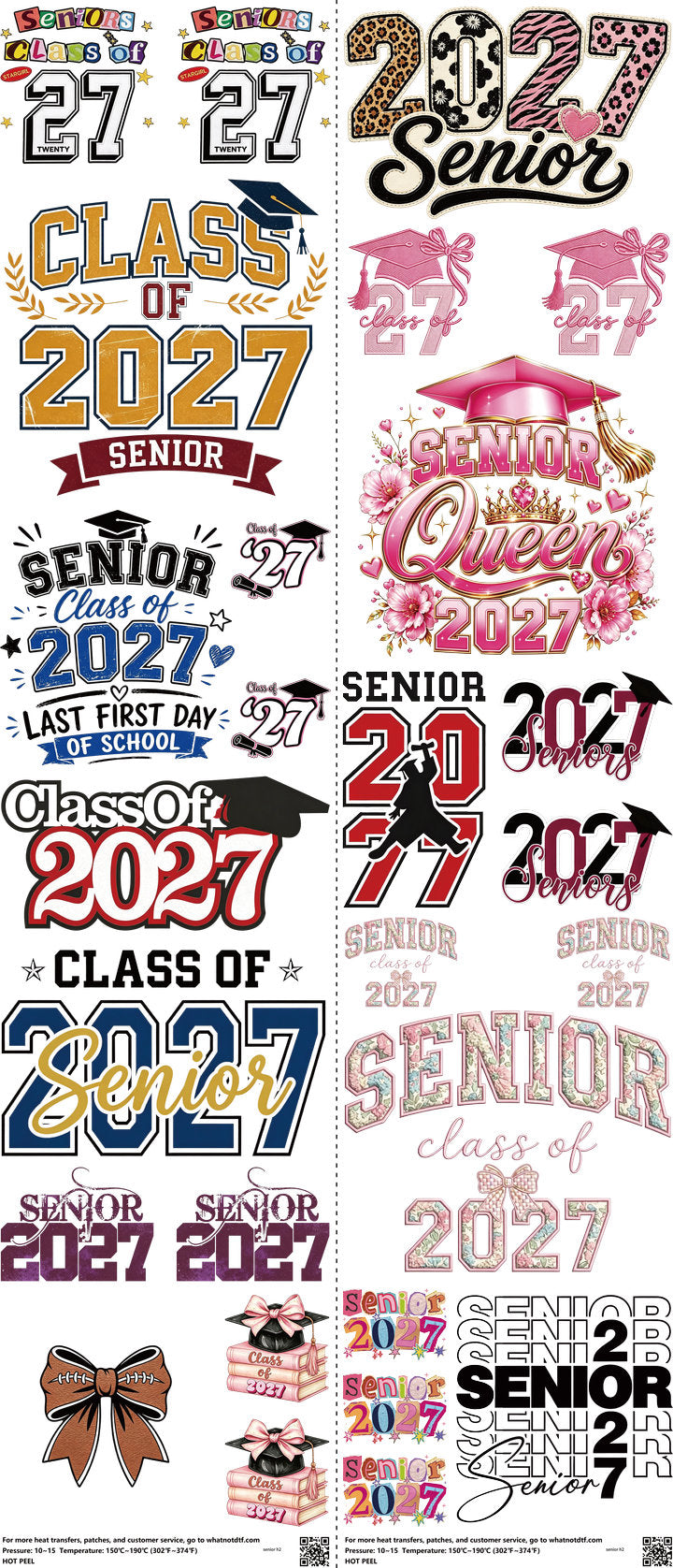 Senior mixed-style heat transfer design set on a 23.5 by 53 inch sheet