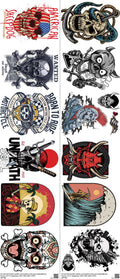 Skull mixed-style heat transfer design set on a 23.5 by 53 inch sheet