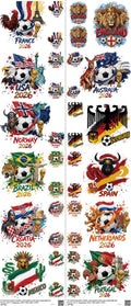 Soccer mixed-style heat transfer design set on a 23.5 by 53 inch sheet