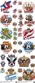 Soccer mixed-style heat transfer design set on a 23.5 by 53 inch sheet