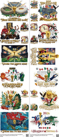 Soccer mixed-style heat transfer design set on a 23.5 by 53 inch sheet
