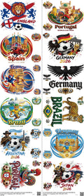 Soccer mixed-style heat transfer design set on a 23.5 by 53 inch sheet