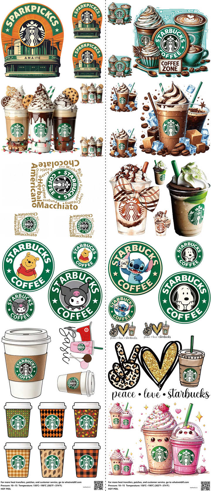 Food & Drink Style mixed-style heat transfer design set on a 23.5 by 53 inch sheet