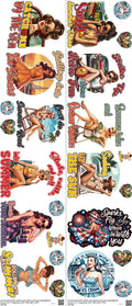 Summer mixed-style heat transfer design set on a 23.5 by 53 inch sheet