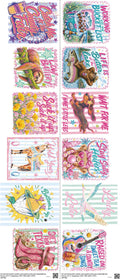 Summer mixed-style heat transfer design set on a 23.5 by 53 inch sheet
