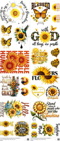 Sunflower H2 mixed-style heat transfer design set on a 23.5 by 53 inch sheet