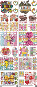 Teacher mixed-style heat transfer design set on a 23.5 by 53 inch sheet