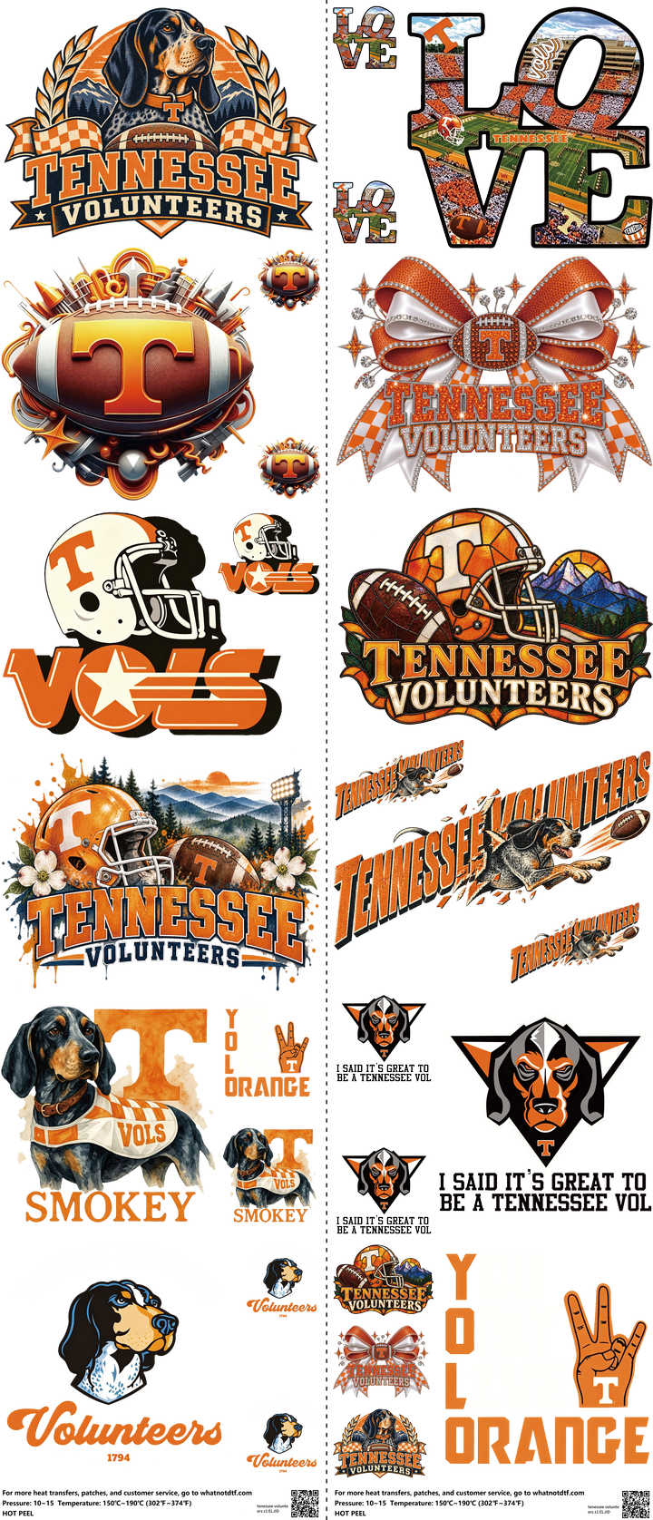 College Football mixed-style heat transfer design set on a 23.5 by 53 inch sheet