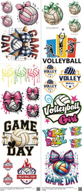 Volleyball mixed-style heat transfer design set on a 23.5 by 53 inch sheet