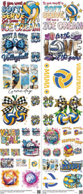 Volleyball mixed-style heat transfer design set on a 23.5 by 53 inch sheet